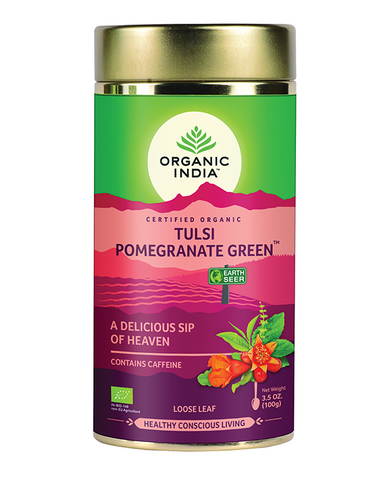 Tulsi Pomegranate Green Loose Leaf Tea Organic India - Leena Spices