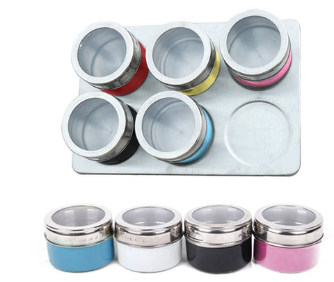 Spice Containers 6 Magnetic Condiment Storage - Leena Spices